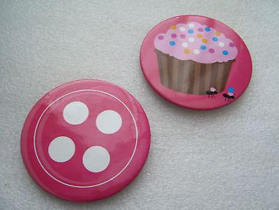 Vintage huge pink budges - button and cake