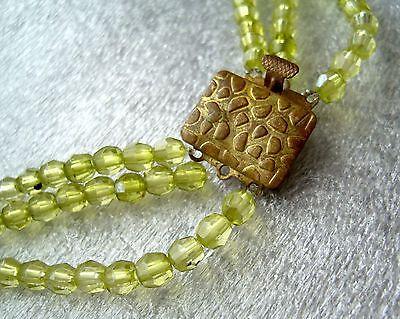 Vintage early plastic multi strand tiny light green beads necklace