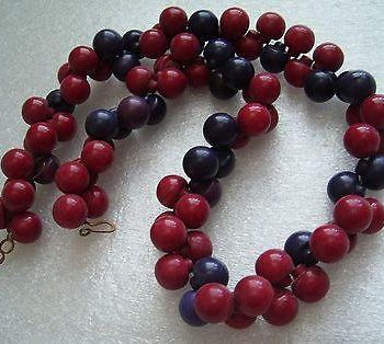 Vintage art deco red & purple early plastic necklace