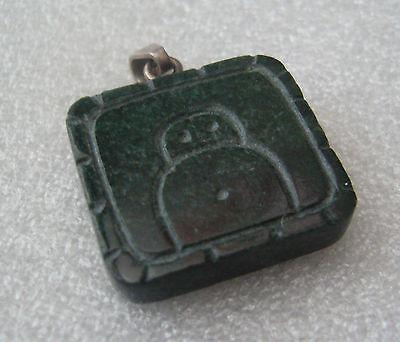 Hand carved green stone owl pendant