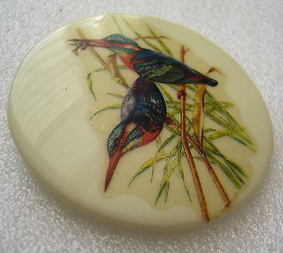 Vintage 1950s early plastic pin / brooch with birds