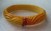 Vintage early plastic hand carved and painted art deco bangle bracelet