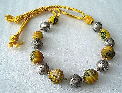 Vintage hand made glass and metal old necklace