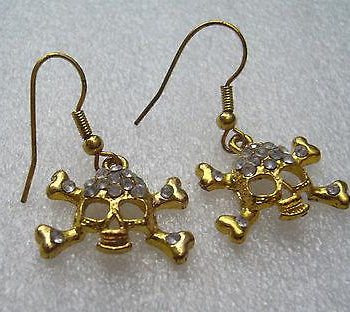 Vintage rhinestones skulls earrings