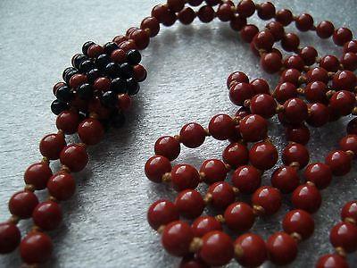Vintage old Czech glass 1940s flapper long knotted necklace
