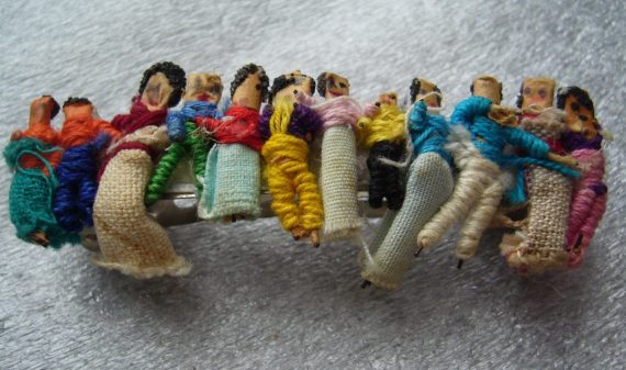 Vintage hand made little people figurines hair barrette clip