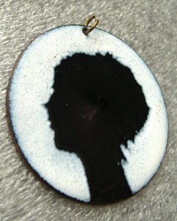 Vintage 1960's enamel woman head profile pendant