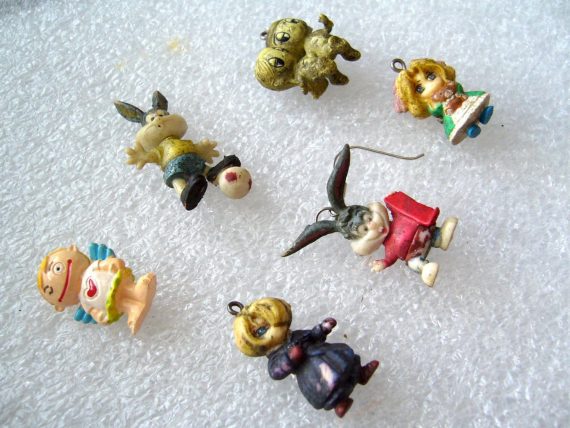 Vintage different Little figurines charms  - bunnies, children, whitch