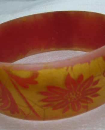 Vintage orange printed plastic bangle