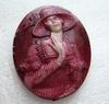 Vintage celluloid hand painted cameo pin brooch - made in Israel