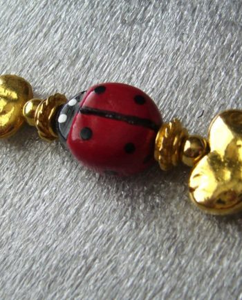 Vintage lady bug and hearts key chain