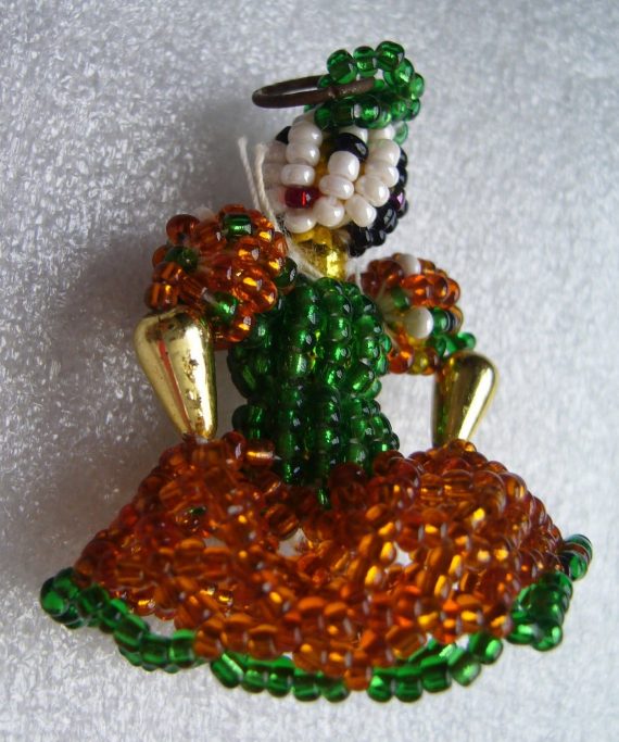 Vintage hand made beads' dolls pendants - lot of 3