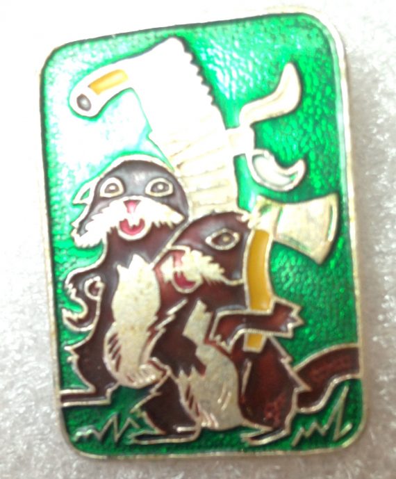 Vintage 1960's enameled aluminum Russian fairy tales pin brooch