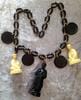 Vintage lucite early plastic chess necklace - bakelite style