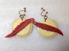 Vintage celluloid screw earrings with leaf