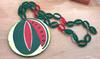 Vintage early plastic hand painted watermelon's slice pendant necklace