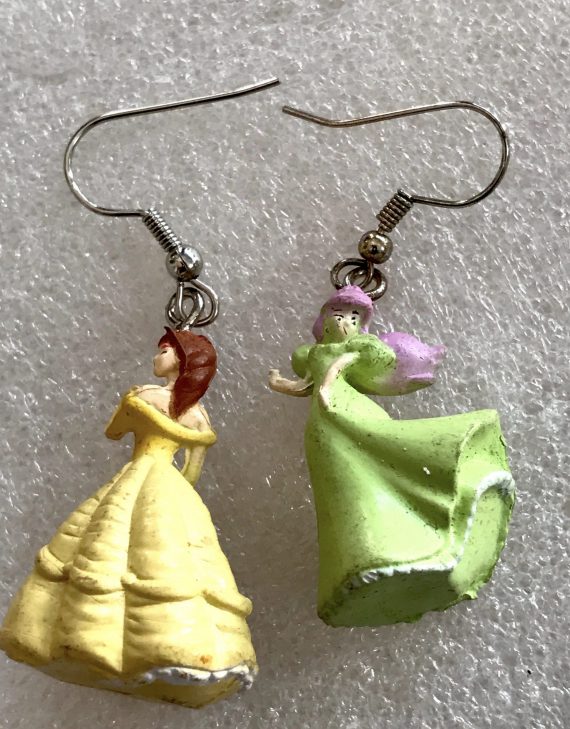 Fantasy earrings with princesses & fairies - vintage style