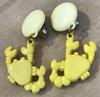 Vintage 1980’s plastic yellow crabs clip on earrings – Summer sale!
