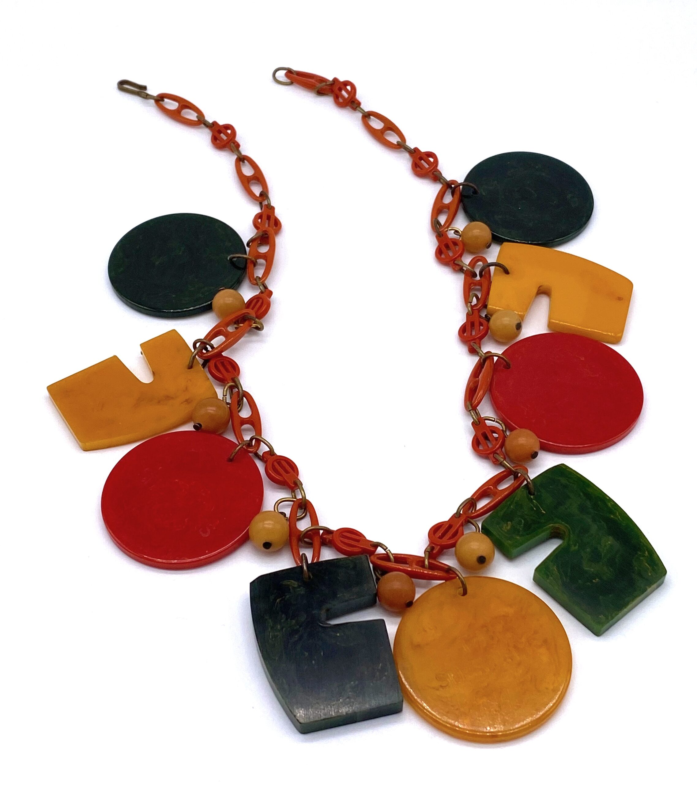 Vintage Cherry Red Bakelite Necklace 1930s Art Deco Jewelry