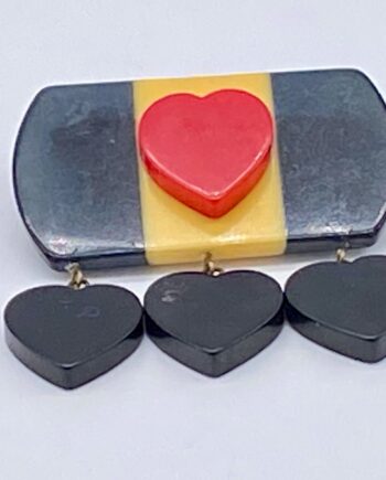 Vintage bakelite art deco hearts pin brooch - WWII military style