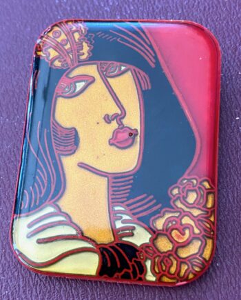 Vintage Art Deco woman face Galalith  pin brooch