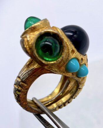 Vintage exotic animalier fish 1960's  ring by Pauline Rader