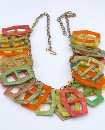 Vintage style celluloid buckles charms necklace #2