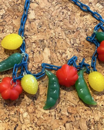 Vintage early plastic multicolors fruits necklace